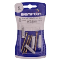 Parafuso Madeira C/Bucha Universal 06mm Bem Fixa 4 unid 3737