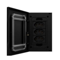 Placa 3 Postos 4X2 Ebony C/Suporte IP55 Sleek - MarGirius