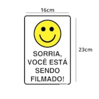 Placa Aluminio 16x23cm Sorria Voce Está Sendo Filmado Sinalize