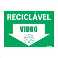 Placa Sinal De Vinil 15x20cm Lixo Reciclável Vidro Sinalize