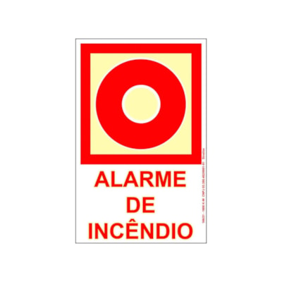 Placa Sinal PVC 13,5X20 Alarme de Incêndio 220BV Sinalize