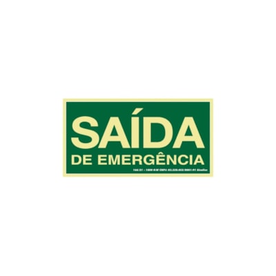 Placa Sinal PVC Fotolum 40x20cm Saída de Emergência Sinalize