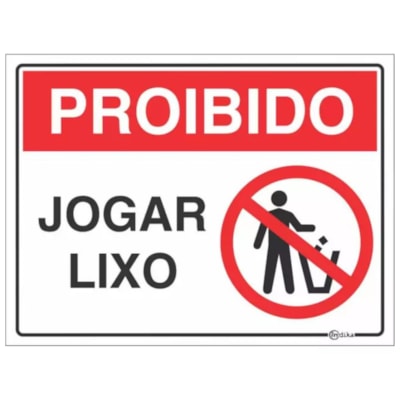 Placa Sinalização Proibido Jogar Lixo 15x20cm Sinalize