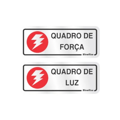 Placa sinalize aluminio 15x15 quadro de força/luz Sinalize