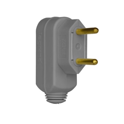 Plug macho 2 polos 10a cinza saida lateral - Pial Legrand