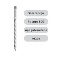 Prego Encartelado Sem Cabeça 08x08mm 50g – Arcelor Mittal