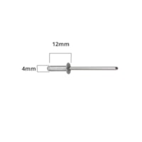 Rebite Alumínio com 100 peças - 4,0x12 mm - 412 Bemfixa