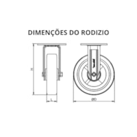 Rodizio Fixo Placa Nylon 8 pol 500Kg FIR 82 NPL - Rodcar