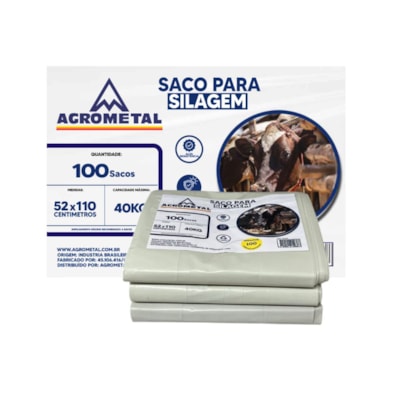 Sacos De Silagem 100 Unid 52x110cm c/ Abraçadeiras Agrometal