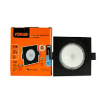 Spot Embutir Quadrado Led 5w 6500K Preto FoxLux