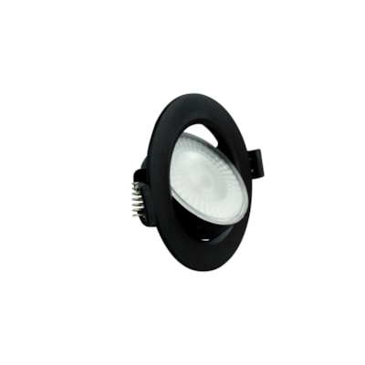 Spot embutir redondo led 5W 3000K preto foxlux