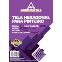 Tela pinteiro 1x22-1,20 50 Metros A015 Agrometal