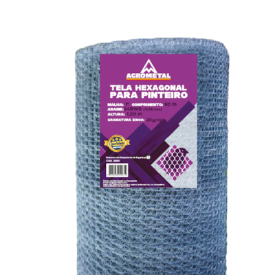 Tela Pinteiro 1’’ Fio 24x1,20 Rolo de 50 Metros Agrometal