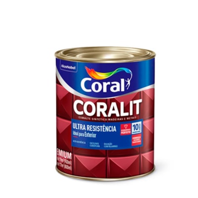 Tinta Esmalte Coralit Ultra Resistência  Alto Brilho Cinza Médio 900 Ml Coral