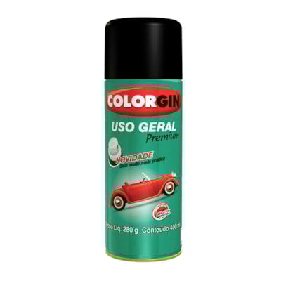 Tinta spray preto 400 ml 52001 premium Colorgin