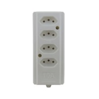 Tomada Barra Quadrupla 2P+T 10A 250V Branco 066293 Interneed