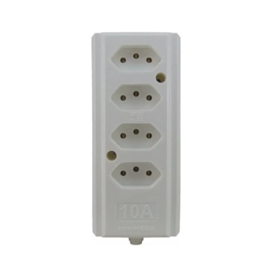 Tomada Barra Quadrupla 2P+T 10A 250V Branco 066293 Interneed
