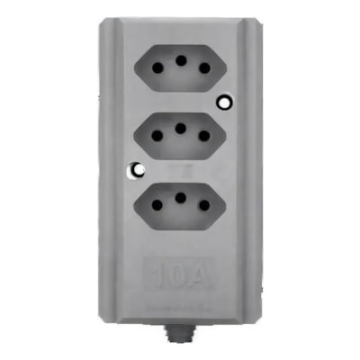 Tomada Barra Tripla 2P+T 10A 250V Cinza - Interneed