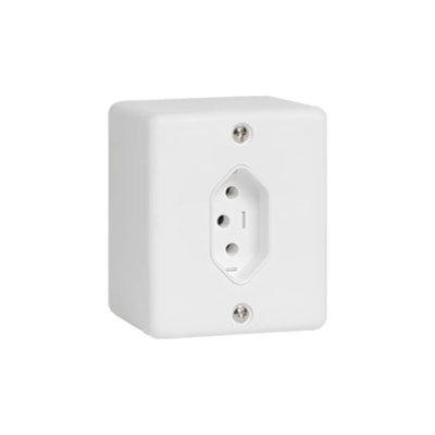 Tomada sobrepor 2P+T 10A 250V box branco Ilumi