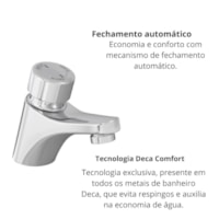 Torneira de Mesa Fechamento Aut P/Lavatório Cromado Decamatic